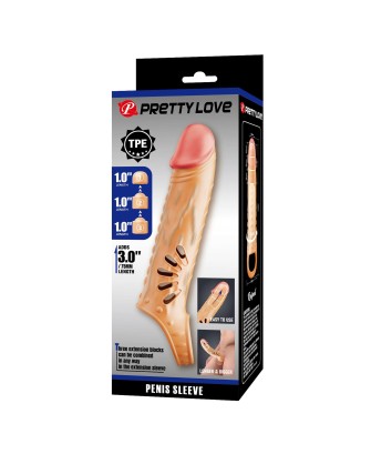 PRETTY LOVE - PENIS SLEEVE, TPE,3 removeable 1 inch extenders