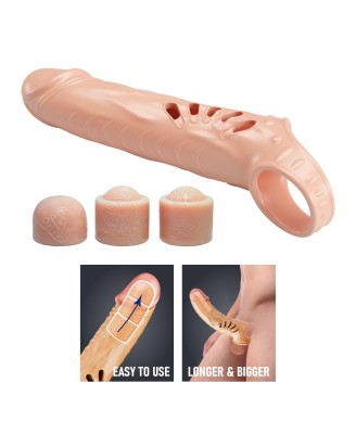 PRETTY LOVE - PENIS SLEEVE, TPE,3 removeable 1 inch extenders