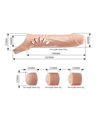 PRETTY LOVE - PENIS SLEEVE, TPE,3 removeable 1 inch extenders