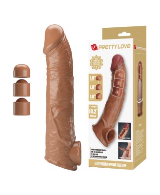 Pretty Love Extension Penis Sleeve with Modular Length Blocks – Dark Brown – 26 cm