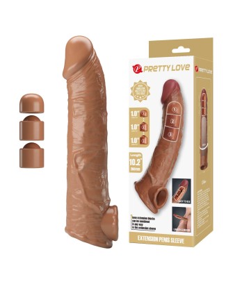 Pretty Love Extension Penis Sleeve with Modular Length Blocks – Dark Brown – 26 cm