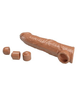 Pretty Love Extension Penis Sleeve with Modular Length Blocks – Dark Brown – 26 cm