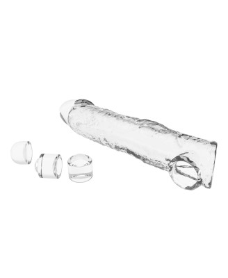 Pretty Love Extension Penis Sleeve with Modular Length Blocks – Clear – 26 cm