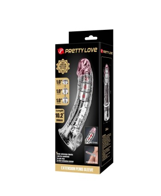 Pretty Love Extension Penis Sleeve with Modular Length Blocks – Clear – 26 cm