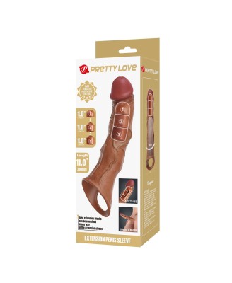 Pretty Love Extension Penis Sleeve with Modular Length Blocks Brown – 28 cm