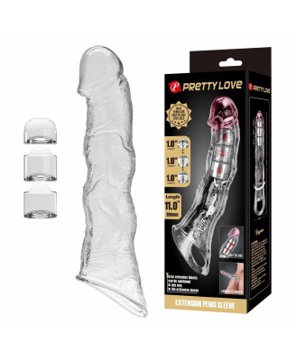 Pretty Love Extension Penis Sleeve with Modular Length Blocks Clear – 28 cm