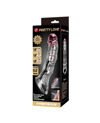 Pretty Love Extension Penis Sleeve with Modular Length Blocks Clear – 28 cm