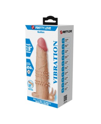 Pretty Love Quillon – 20 cm Vibrating Penis Sleeve Natural