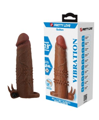 Pretty Love Quillon – 20 cm Vibrating Penis Sleeve Brown