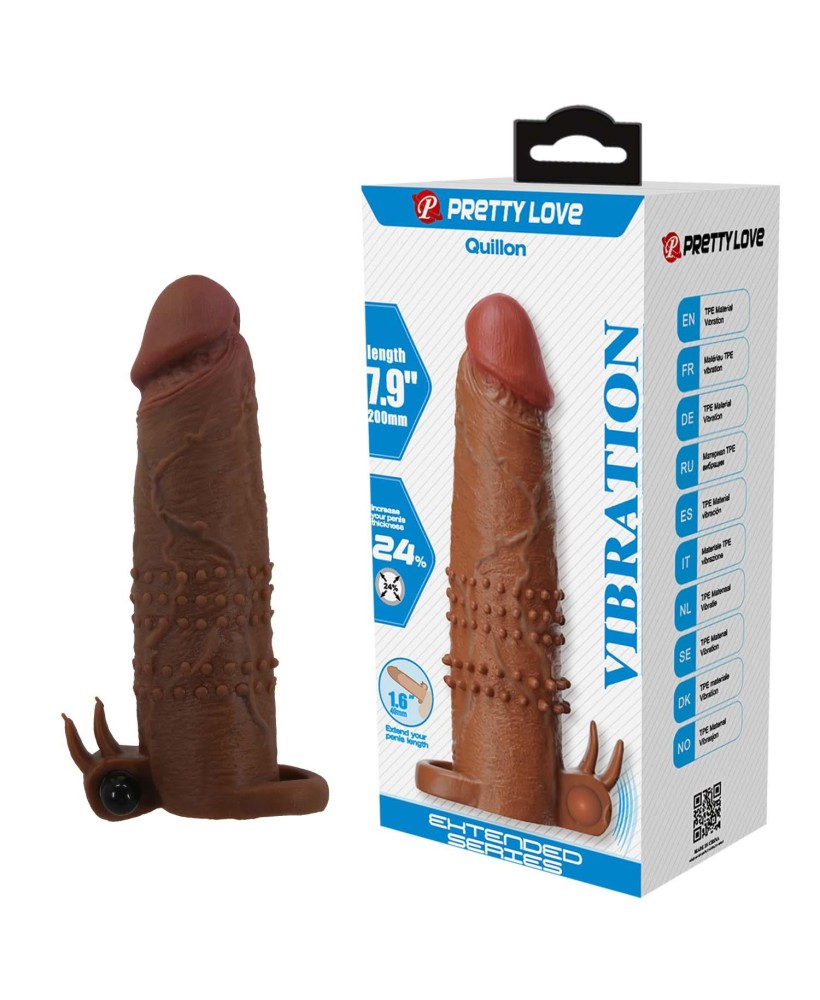 Pretty Love Quillon – 20 cm Vibrating Penis Sleeve Brown