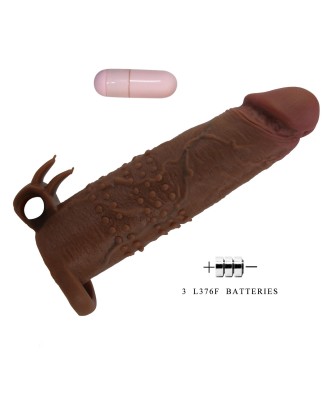 Pretty Love Quillon – 20 cm Vibrating Penis Sleeve Brown