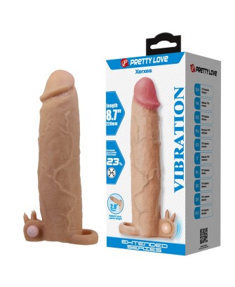 Pretty Love Xerxes – Penis Sleeve with Vibrating Ring, Flesh Color, 22 cm