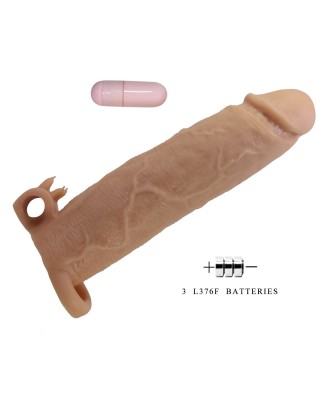 Pretty Love Xerxes – Penis Sleeve with Vibrating Ring, Flesh Color, 22 cm