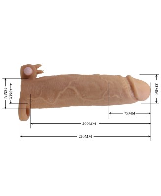 Pretty Love Xerxes – Penis Sleeve with Vibrating Ring, Flesh Color, 22 cm