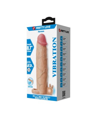 Pretty Love Xerxes – Penis Sleeve with Vibrating Ring, Flesh Color, 22 cm
