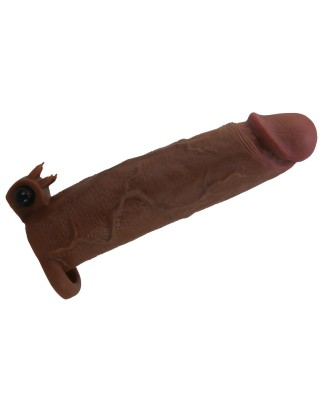 Pretty Love Xerxes – 22 cm Vibrating Penis Sleeve, Dark Brown