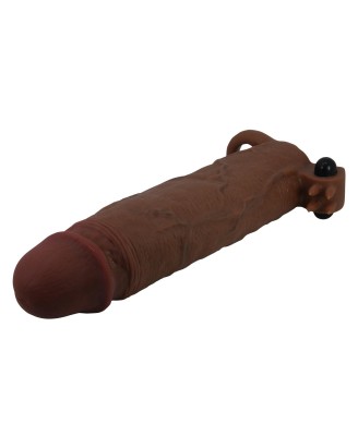 Pretty Love Xerxes – 22 cm Vibrating Penis Sleeve, Dark Brown
