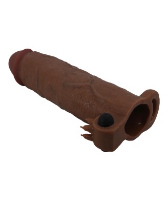 Pretty Love Xerxes – 22 cm Vibrating Penis Sleeve, Dark Brown