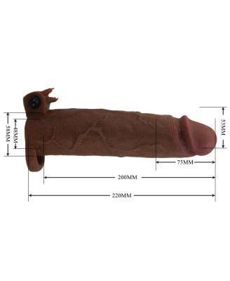 Pretty Love Xerxes – 22 cm Vibrating Penis Sleeve, Dark Brown