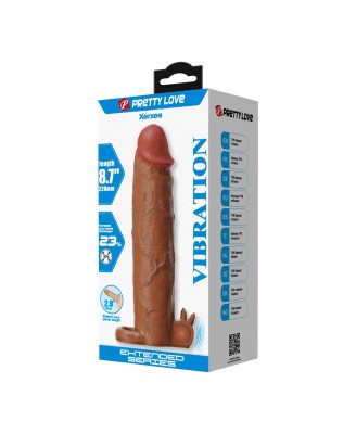 Pretty Love Xerxes – 22 cm Vibrating Penis Sleeve, Dark Brown