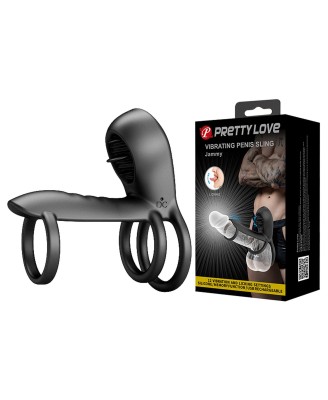 PRETTY LOVE - VIBRATING PENIS SLING Jammy, 12 vibration functions 12 licking settings Memory function