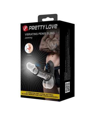 PRETTY LOVE - VIBRATING PENIS SLING Jammy, 12 vibration functions 12 licking settings Memory function