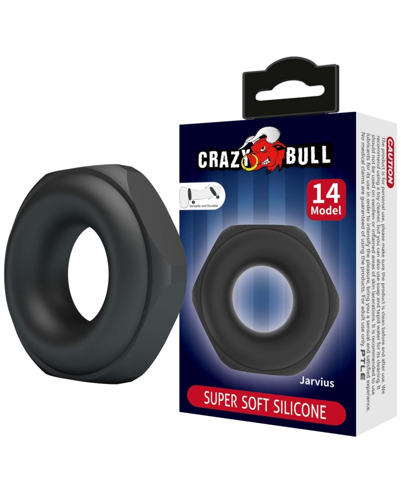 Crazy Bull Jarvius Super Soft Silicone Cock Ring – Black
