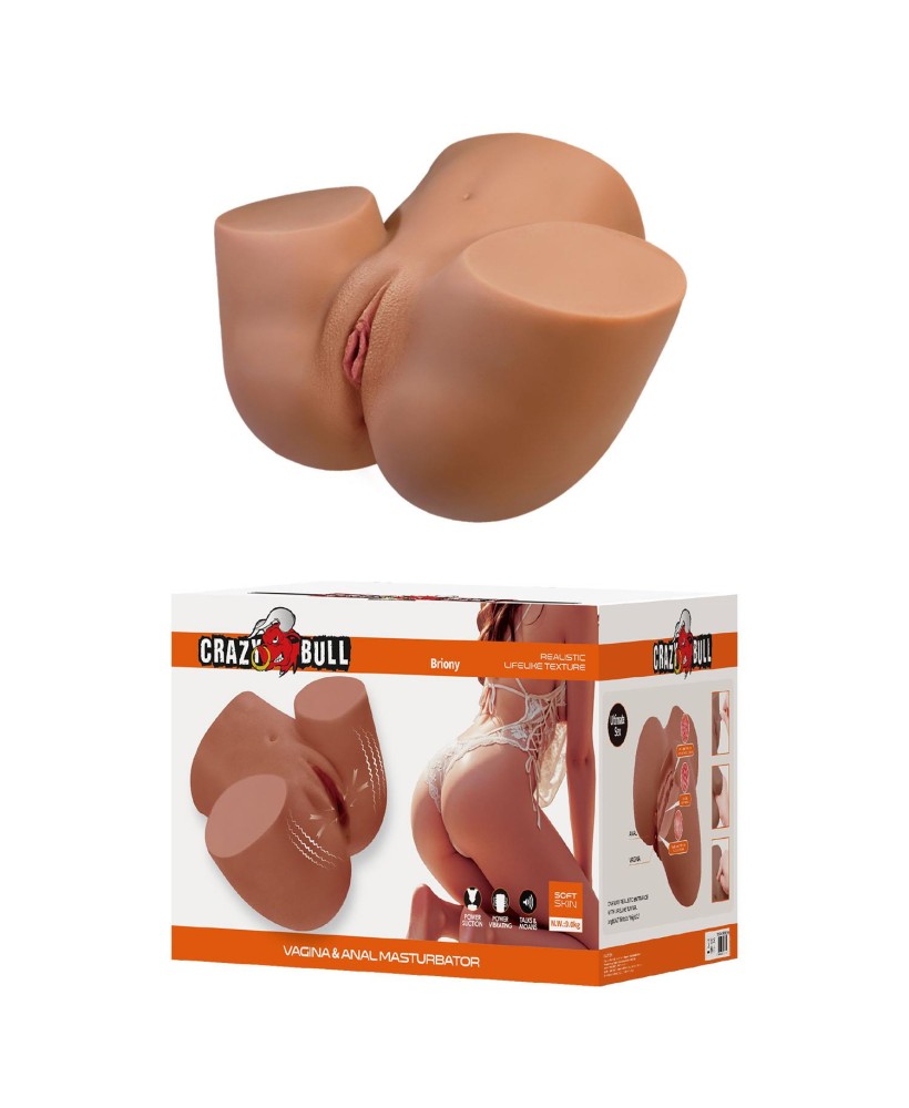 Crazy Bull Briony Realistic Vagina Anal Masturbator with Vibrations – Brown
