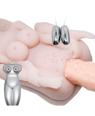 BAILE - Masturbator toy, TPR, double vibrating egg with voice, tighten,shrink 3AAA batteries