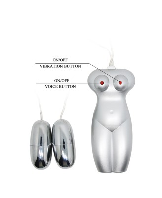 BAILE - Masturbator toy, TPR, double vibrating egg with voice, tighten,shrink 3AAA batteries