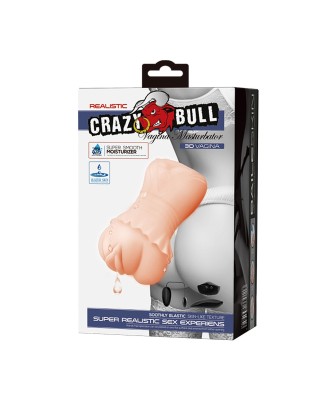 CRAZY BULL - Realistic Vagina Masturbator, Vibration Water lubricant, 3 AAA batteries
