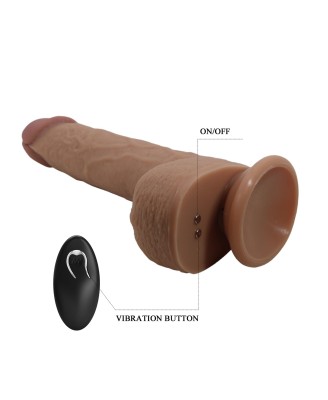 PRETTY LOVE - Tommy 8,9'' Light Brown, 3 vibration functions 3 thrusting settings Suction base Wireless remote control