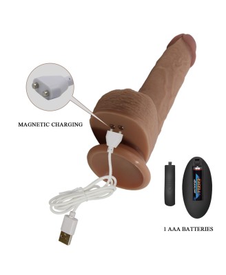 PRETTY LOVE - Tommy 8,9'' Light Brown, 3 vibration functions 3 thrusting settings Suction base Wireless remote control