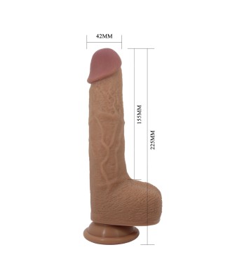 PRETTY LOVE - Tommy 8,9'' Light Brown, 3 vibration functions 3 thrusting settings Suction base Wireless remote control