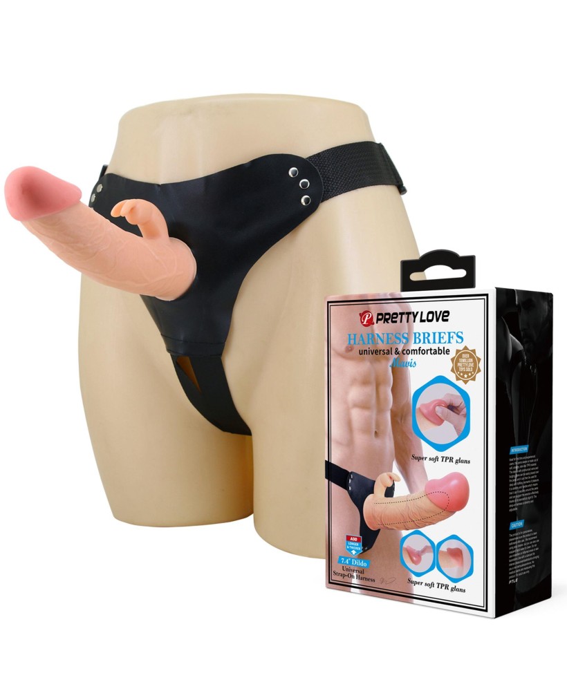 PRETTY LOVE - Mavis Flesh, Universal Strap-On Harness, Dildo 7.4'' TPR