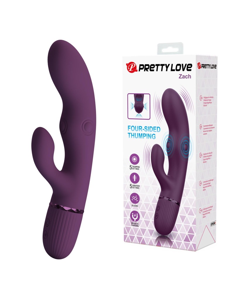 Pretty Love Zach Purple – Four-Sided Thumping Rabbit Vibrator