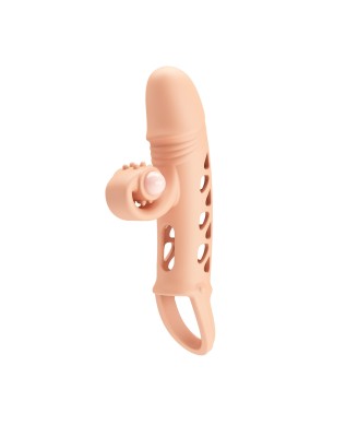 ROMANCE - Penis sleeve, TPE material,vibration, battery LR41*3, Flesh