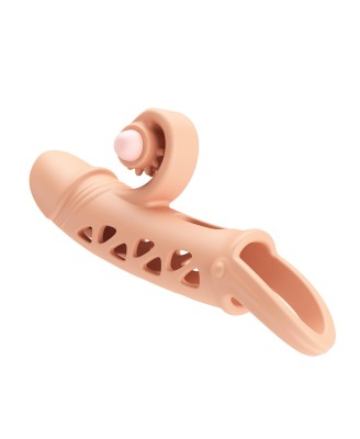 ROMANCE - Penis sleeve, TPE material,vibration, battery LR41*3, Flesh