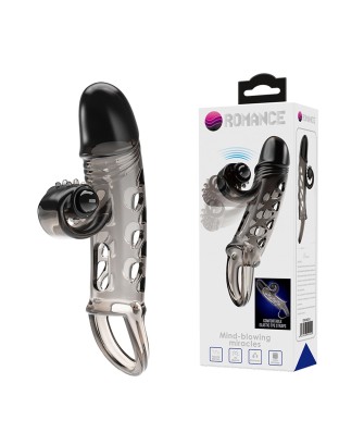 ROMANCE - Penis sleeve, TPE material,vibration, battery LR41*3, Black