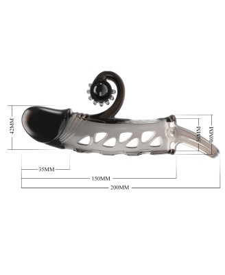 ROMANCE - Penis sleeve, TPE material,vibration, battery LR41*3, Black