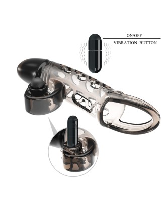 ROMANCE - Penis sleeve, TPE material,vibration, battery LR41*3, Black