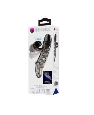 ROMANCE - Penis sleeve, TPE material,vibration, battery LR41*3, Black
