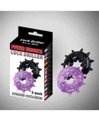 Cockdriller 2 pack black / purple 2 pack cockring 5 cm x 1,6 cm