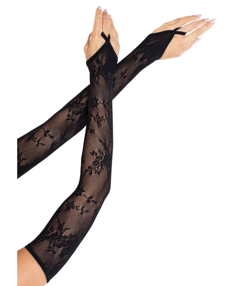 Floral Net Extra Long Gauntlet Arm Warmers