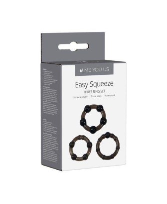 Me You Us Easy Squeeze Cock Ring Set Black