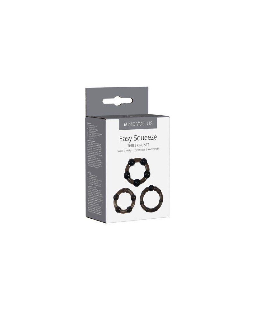 Me You Us Easy Squeeze Cock Ring Set Black