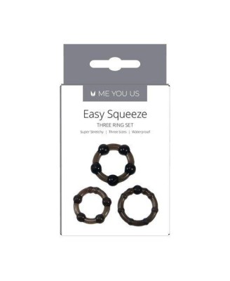 Me You Us Easy Squeeze Cock Ring Set Black