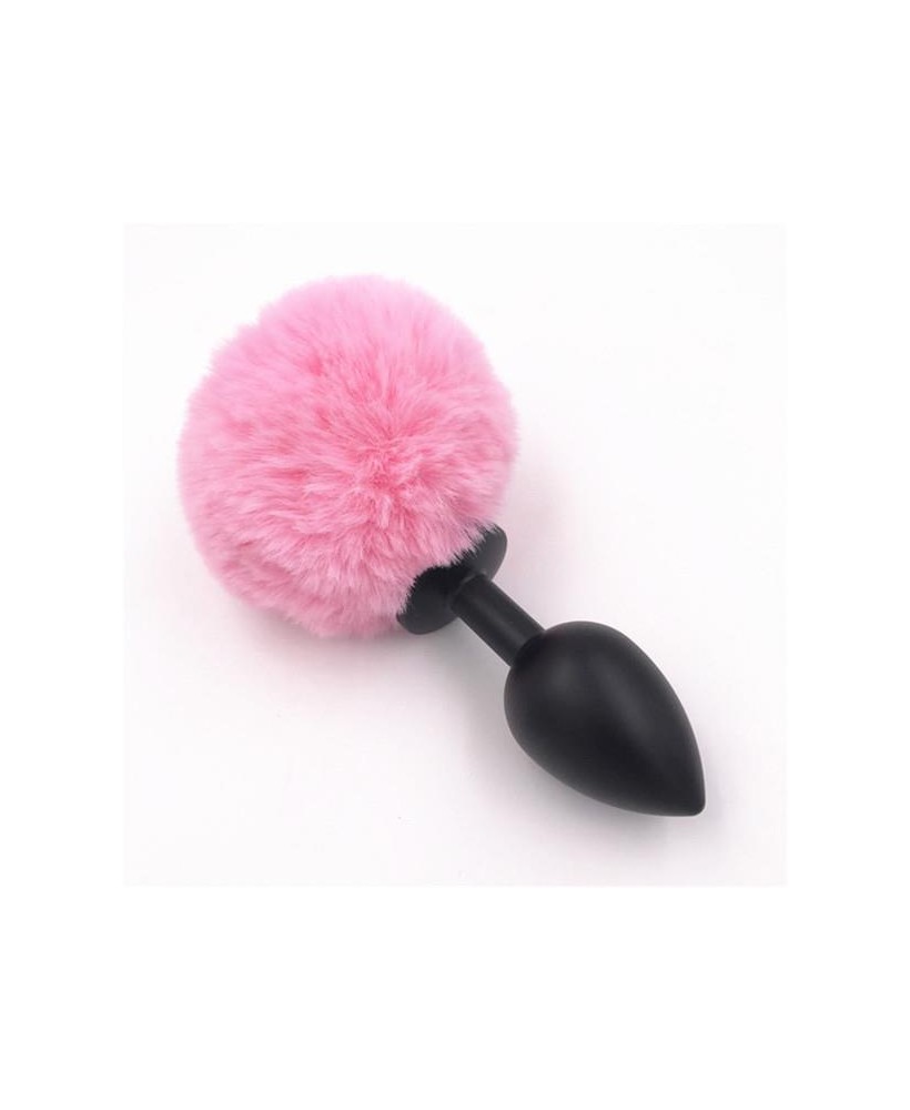 Bunny plug small black with pink tail 7,2 x 3,2 cm / 2,8 x 1,26 inch