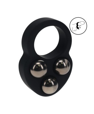 Liquid Silicone Triple Weighted Ball Cockring - Black