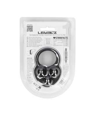 Liquid Silicone Triple Weighted Ball Cockring - Black